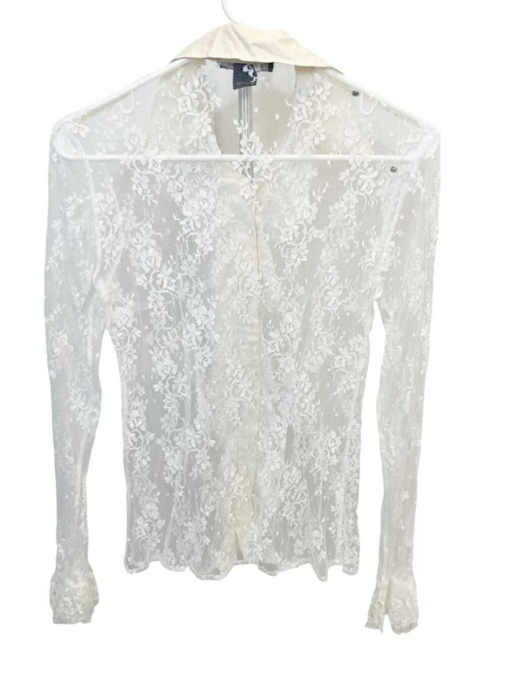 Vintage Boston Proper White Lace Ruffle Bell Sleeve Top Y2K Angel Coquette - 2 - Picture 2 of 6